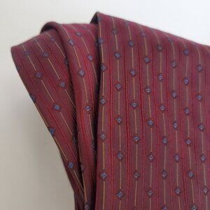 100% SILK KOLTE ITALY Men' Suit Neck Tie Handmade Burgundy Red Blue Geo Striped